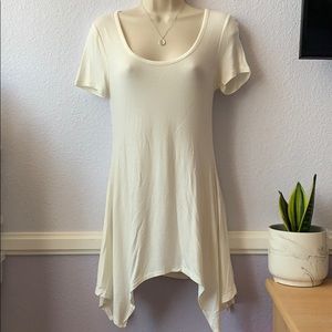 Off White Asymmetrical T-Shirt Dress